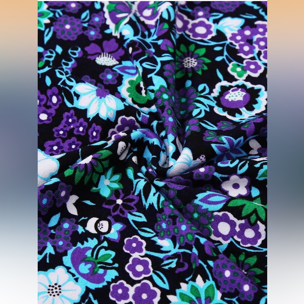 Purple Floral V-Neck Flowy Tunic Top Size Large - NWT πΈπ - Picture 3 of 3